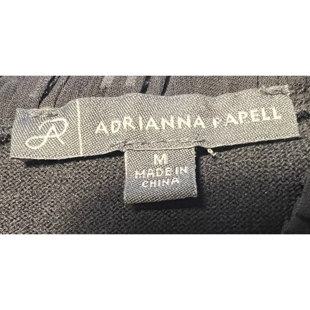 Adrianna Papell Sweater Pleated Short Sleeves and Collar‎ Keyhole Black Size M